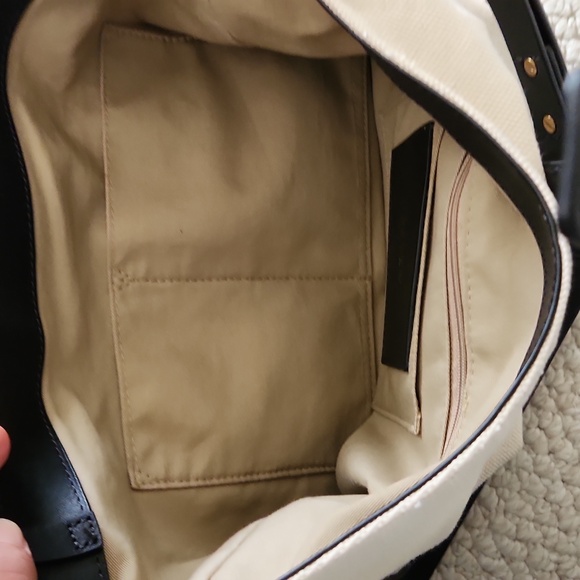 J Crew canvas and black leather bucket bag - Picture 7 of 9